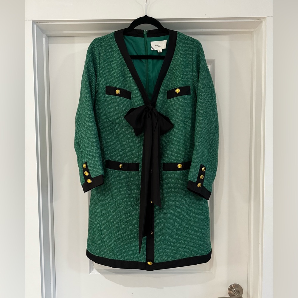 Pomander Place Green Coco Tweed Bow Dress